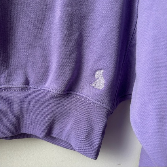Kuwalla Tee  cropped cinched‎ waist lavender crew neck sweatshirt - Picture 3 of 9